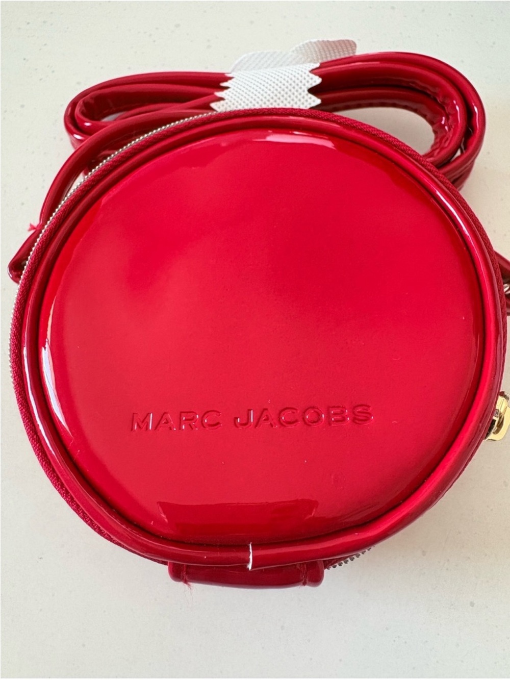 LOW START š„ Marc Jacobs Sling Shot Glossy Patent Mini Red Round Crossbody NWT - Picture 11 of 14
